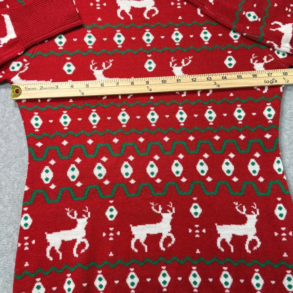 Tipsy Elves Women’s Christmas Sweater Dress Red Reindeer Ugly Holiday Party‎ M